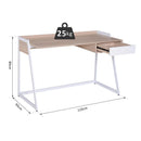 Scrivania da Ufficio con Cassetto in Legno e Acciaio Bianco e Rovere 120x60x80 cm 