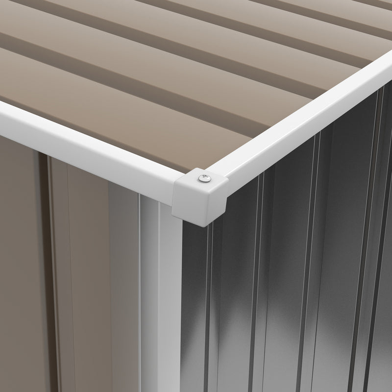 Casetta Porta Attrezzi con Tetto Inclinato e Serratura 100x103x160 cm in Acciaio Zincato Marrone 