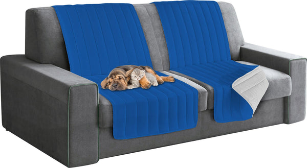 Doubleface gesteppter Sofabezug 60x190cm Hellgrau/Royal prezzo