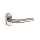 Maniglie con Rosetta Ovale per Porte Interne Forma L Acciaio Inossidabile Nichel 2 Sets Emuca