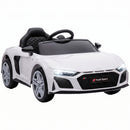 Macchina Elettrica per Bambini 3-6 Anni 12 V Audi R8 Spyder 107x58x44 cm 3-5 km/h con 2 Motori e Telecomando in PP Bianco      