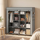 Armadio Portatile 166x42,5x167 cm con Ruote 10 Scomparti e 2 Barre Appendiabiti in Tessuto non Tessuto e Acciaio Grigio Scuro      