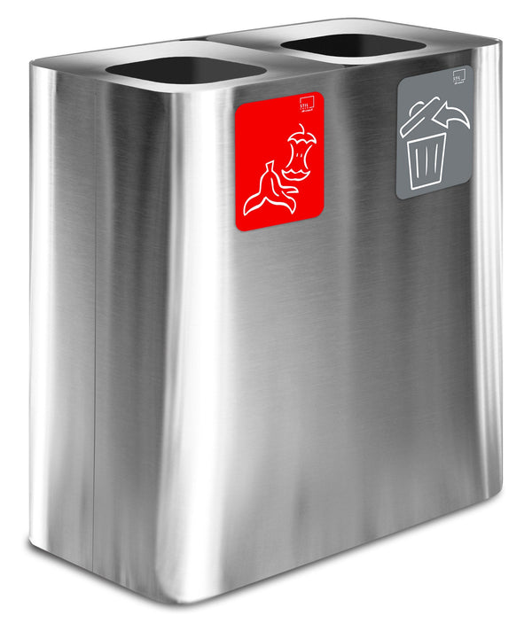 online Pattumiera Sistema di Raccolta Rifiuti 77x38xh80 cm In Acciaio Inox 2 Scomparti Argento