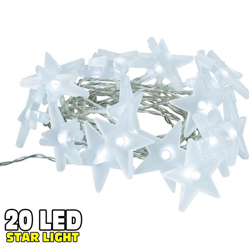 Luci di Natale 20 Led a Forma di Stelle  4,8m Alimentazione a Batteria