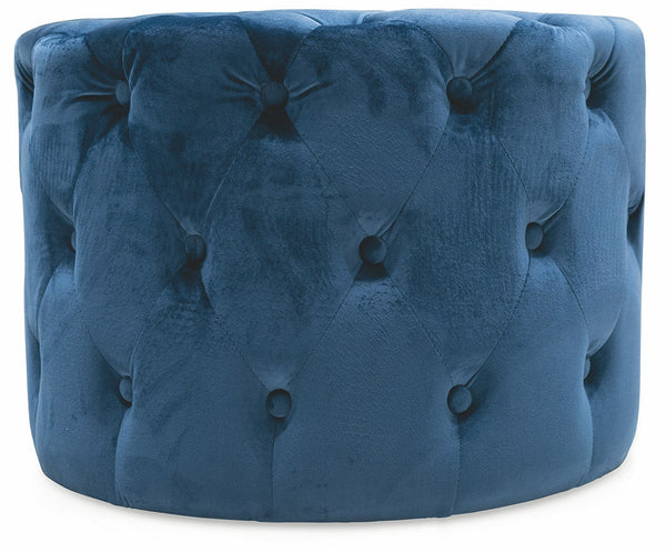 Pouf Fußstütze Runder Hocker Ø60 cm in blauem Soriani-Samt prezzo