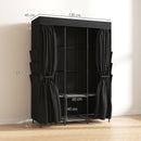 Armadio in Tessuto Salvaspazio 130x45x167 cm con 3 Aste 3 Ripiani 6 Tasche Laterali Ante Antipolvere con Zip in Tessuto Non Tessuto Nero      