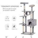 Albero Tiragraffi per Gatti 60x50x165 cm in Peluche e Corda Sisal Grigio e Beige