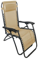 Sedia Sdraio Zero Gravity Reclinabile Pieghevole in Acciaio e Textilene Siesta Beige