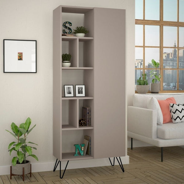 Libreria Jedda 80,6x191 cm tortora con anta sconto