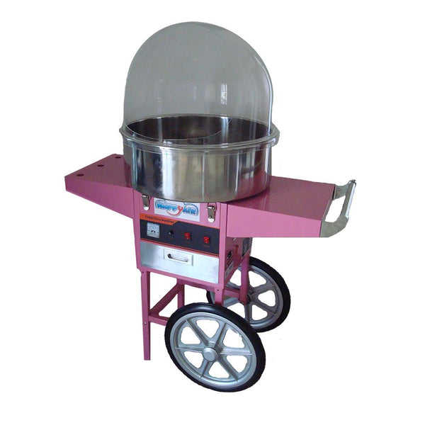 acquista Professionelle elektrische Zuckerwattemaschine mit transparenter Kuppel und Happy Air Events Trolley