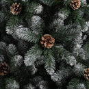 Albero di Natale Innevato Marilleva 150 cm 522 Rami Super Folto con Pigne in PVC Verde      