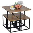 Set Tavolo e 4 Sgabelli da Giardino in Metallo e Legno MDF