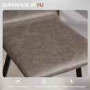 Set 2 Sgabelli da Bar con Schienale Basso e Poggiapiedi 44x44x95 cm in PU Marrone Scuro 