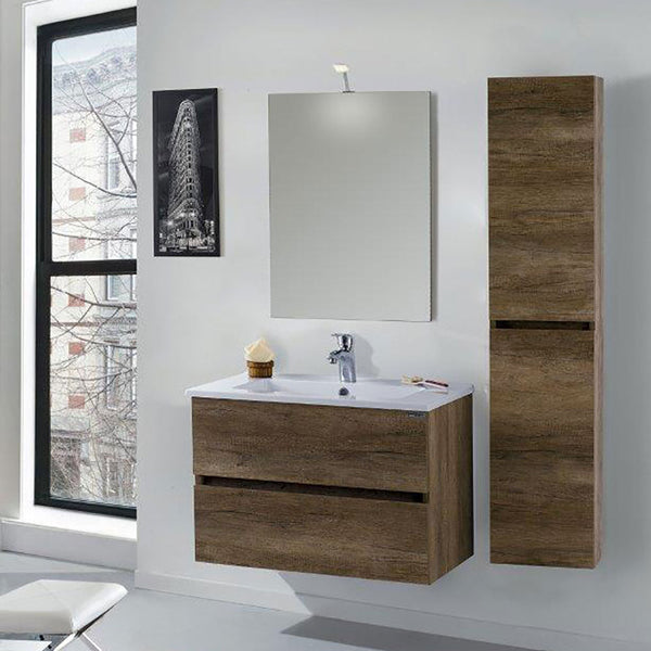 sconto Hängender Badezimmerschrank mit Säule Mazzoni Maiorca Light Dark Walnut Ash
