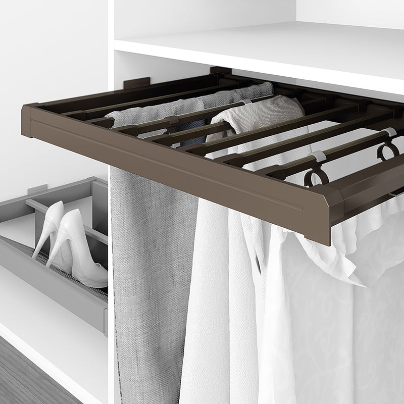 Porta Pantaloni Estraibile per Armadio 60 cm in Alluminio e Acciaio Emuca Moka