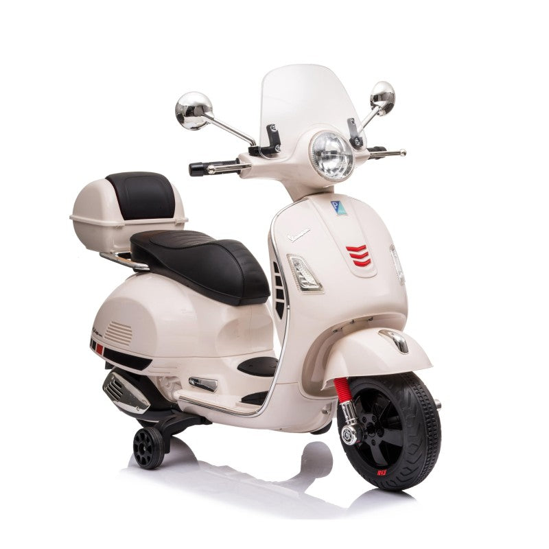 Moto Elettrica per Bambini Piaggio Vespa GTS SUPER 12V Full Optional con Bauletto Bianco 