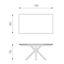 Tavolo Allungabile 160/240x90x76 cm in Metallo con Top Ceramica su Vetro Marmo Nero