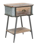 Comodino Bronxs 47,5x36,5x63,5 cm in Ferro e Legno di Abete Nero e Grigio