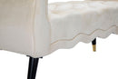 Panchetta Paris 120x40x60 cm in Legno Spugna Metallo e Poliestere Crema Nero e Oro
