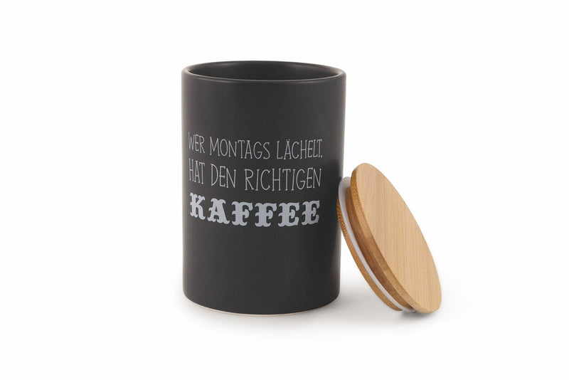 Barattolo Caffè con Scritta Ø10x15 cm in Dolomite con Coperchio in Bambù VdE Tivoli 1996