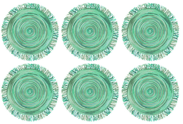 Set 6 Tovagliette con Frange Ø45x0,5 cm  in Polipropilene VdE Tivoli 1996 Shades of Greenery acquista