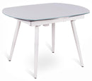 Tavolo Allungabile 120/180x90x76 cm in Metallo con Top in Vetro Bianco