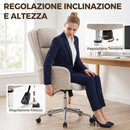 Sedia da Ufficio Girevole 64,5x68,5x110-120 cm con Schienale Alto e Altezza Regolabile in Ciniglia Beige      