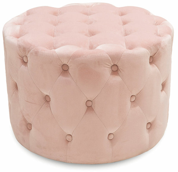 online Pouf Fußstütze Runder Hocker Ø60 cm in Puderrosa Soriani-Samt