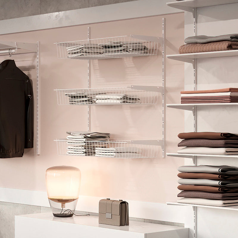 Set 2 Cestelli 78,9x35,4x11,6 cm con Supporti in Acciaio Emuca Bianco