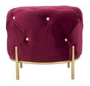 Puff Diamond Glam Bordeaux Ø45x40 cm in Ferro e MDF e Spugna e Poliestere Bordeaux e Oro