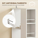 Mobile Colonna Bagno 18x40x135 cm con 2 Cassetti 2 Ripiani e 3 Scomparti in MDF Bianco      