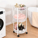 Carrello Pieghevole Salvaspazio Ø35x88 cm con 3 Ripiani Organizer Versatile in Metallo Bianco      