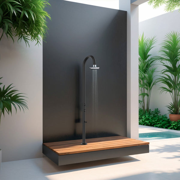Doccia da Giardino in Alluminio Soffione I-switch Quadrato con Termometro LCD Sined Luna Alu Nero acquista