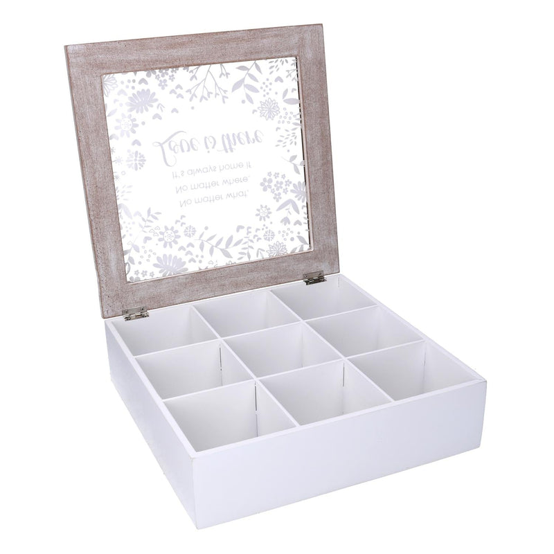 Scatola Porta The e Tisane 9 Posti 26x26xh7,5 cm in Legno Beige