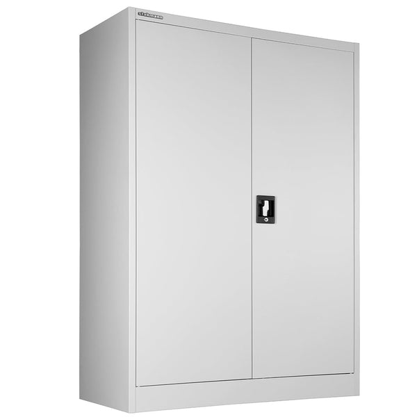 Armadietto  Metallico Porta Documenti 2 Ante 90x40x140 cm per Ufficio/Casa in Acciaio Grigio sconto