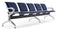 Panca per Sala Attesa 5 Posti da Ufficio con Cuscino in Acciaio e Similpelle Argento/Blu Navy