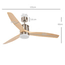 Ventilatore da Soffitto con Luce LED Bianca a 6 Velocità e Timer Ø132 x 43A cm in Metallo e Acrilico 