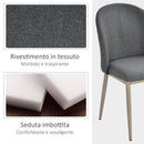Set 2 Sedie imbottite in Acciaio e Poliestere 50x58x85 cm  Grigie