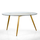 Tavolo con Top in Vetro Tondo Ø139,5x74 cm Gambe in Legno