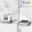 Lettiera per Gatti con Pareti Rialzate 71x50,8x35,5 cm Vassoio in Acciaio Bianco  
