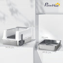 Lettiera per Gatti con Pareti Rialzate 71x50,8x35,5 cm Vassoio in Acciaio Bianco  
