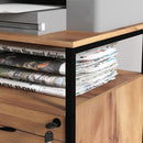 Cassettiera da Ufficio 44x40x66,5 cm con 2 Cassetti con Serratura Ruote Struttura in Acciaio Marrone Rustico      