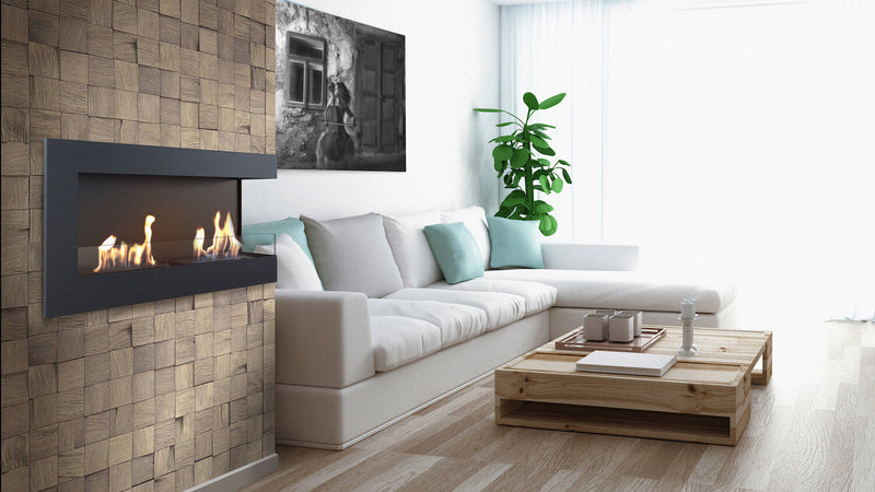 Camino a Bioetanolo da Incasso 120x48 cm Flig Tampa Nero Angolo a Destra