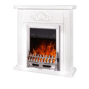 Camino Elettrico da Pavimento 90x90x27 cm Effetto Fiamma 2000W Sorina & Galileo silver Bianco