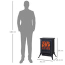 Camino Elettrico da Terra Effetto Fiamma in Stile Retrò Termostato 1000-2000W Nero 
