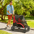 Passeggino per Cani Taglia Grande 124x67x100 cm Pieghevole con Finestre a Rete Nero  