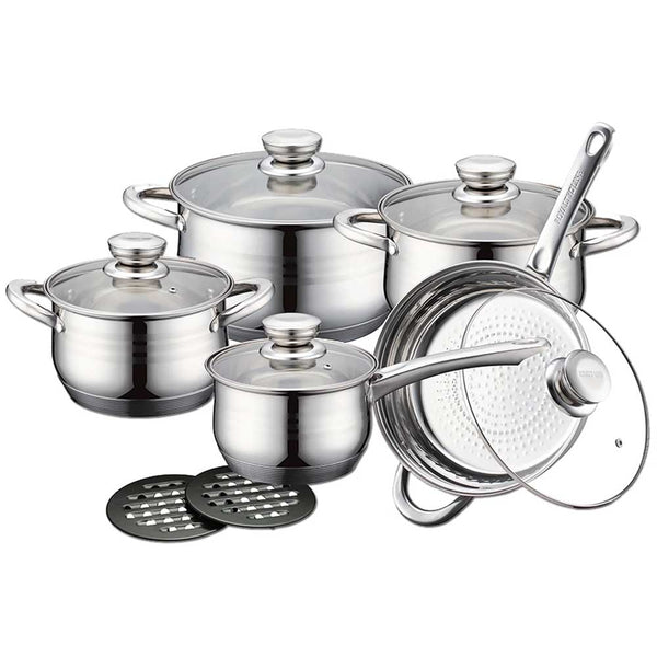 acquista Batteria di Pentole 12 Pezzi in Acciaio Antiaderente Induzione