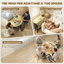 Tavolo da Pranzo Pieghevole per 2-4 Persone 100x100x75 cm con Ruote e Ripiano Aperto in Pannelli Truciolari e Acciaio Rovere      