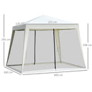 Gazebo da Giardino 3x3x2.35 m in Acciaio con Zanzariere Beige 