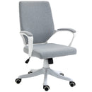 Sedia Operativa da Ufficio 62x69x92-102 cm in Tessuto Effetto Lino Grigia